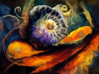 Organik Renkler serisi. Sanat, yaşam ve tasarım konularındaki organik formları, vuruşları ve renk boyalarını anımsatan şekillerin etkileşimi.