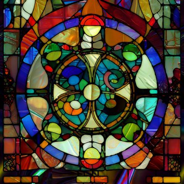 Lekeli Cam serisinin yeniden doğuşu. Işık algısı, yaratıcılık, sanat ve tasarım konularındaki çeşitli cam dokuları, renkleri ve şekillerin arkaplan kompozisyonu.