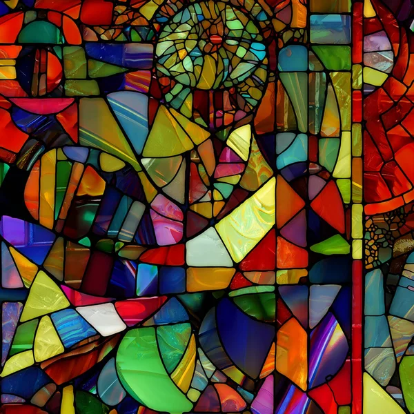 ステンドグラスシリーズの復活 光の知覚 創造性 デザインをテーマにした多様なガラスの質感 形の構成 — ストック写真