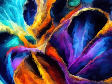 Renk serisi. Sanat, yaratıcılık ve tasarım konularında şekillerin, vuruşların ve renk boyalarının düzenlenmesi.