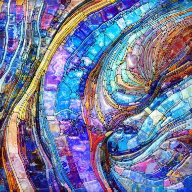 Shimmering Glass series. Artistic abstraction of saturated refracted glass patterns on the subject of sensory enchantment, light perception, imagination and creativity.