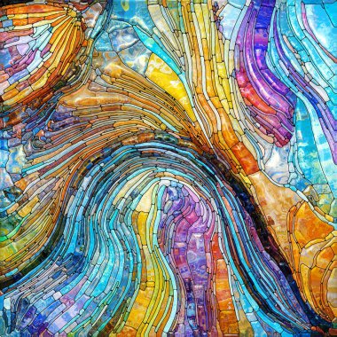 Shimmering Glass series. Composition of saturated refracted glass patterns on the subject of sensory enchantment, light perception, imagination and creativity.