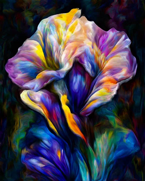 Organic Color Series Composition Offlower Forms Strokes Dubs Color Paint — Stock Photo, Image