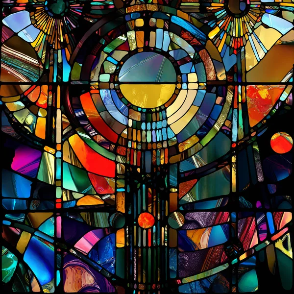 Sharp Stained Glass Series Composition Abstract Color Glass Patterns Subject — Stok Foto