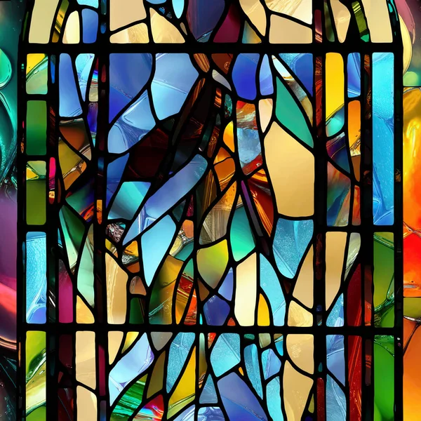 锐利的玻璃杯系列 光与图样感知 色彩几何与设计等方面抽象彩色玻璃图案的组成 — 图库照片