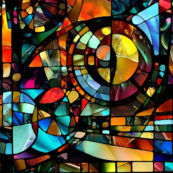Serie Vidrieras Afiladas Composición Patrones Abstractos Vidrio Color Sobre Tema — Foto de Stock