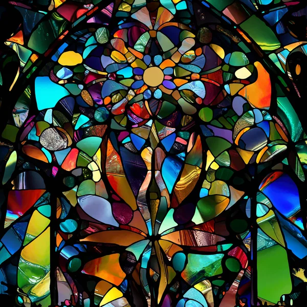 Serie Vidrieras Afiladas Composición Patrones Abstractos Vidrio Color Sobre Tema —  Fotos de Stock