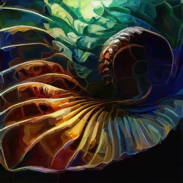 Dream Nautilus Series Composition Spiral Structures Shell Patterns Colors Abstract — Foto de Stock