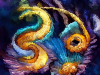 Organik Renkler serisi. Sanat, yaşam ve tasarım konularında organik formları, vuruşları ve renk boyalarını anımsatan yaratıcı şekiller..