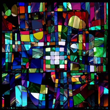 Sharp Stained Glass series. Composition of abstract color glass patterns on the subject of chroma, light and pattern perception, geometry of color and design.