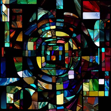 Sharp Stained Glass series. Composition of abstract color glass patterns on the subject of chroma, light and pattern perception, geometry of color and design.