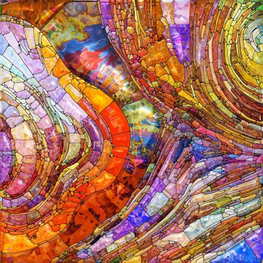 Shimmering Glass series. Background composition of saturated refracted glass patterns on the subject of sensory enchantment, light perception, imagination and creativity.