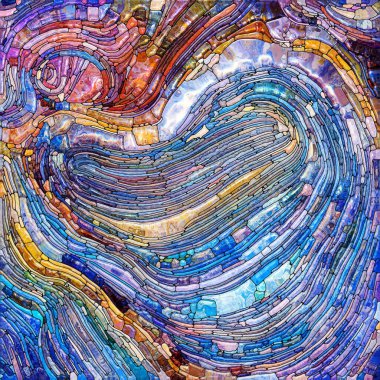 Shimmering Glass series. Background composition of saturated refracted glass patterns on the subject of sensory enchantment, light perception, imagination and creativity.