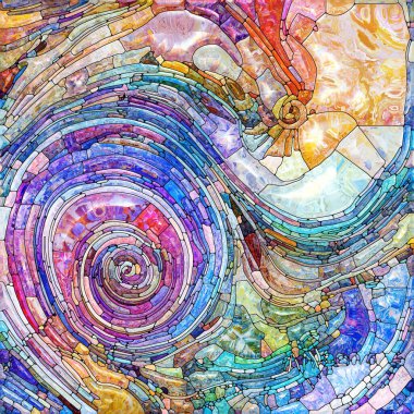 Shimmering Glass series. Background composition of saturated refracted glass patterns on the subject of sensory enchantment, light perception, imagination and creativity.