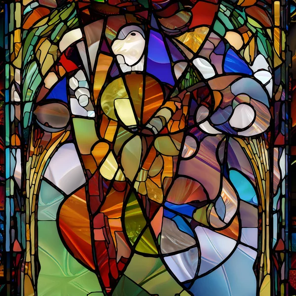 Wiedergeburt Der Glasmalerei Komposition Vielfältiger Glasstrukturen Farben Und Formen Zum — Stockfoto