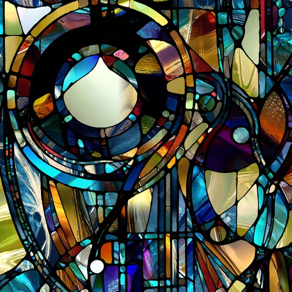 锐利的玻璃杯系列 光与图样感知 色彩几何与设计等方面抽象彩色玻璃图案的组成 — 图库照片
