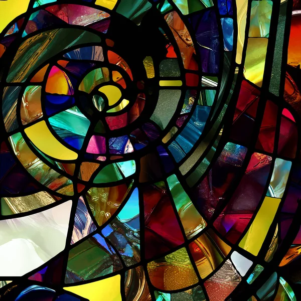 Sharp Stained Glass Serie Samenstelling Van Abstracte Kleurenglaspatronen Het Gebied — Stockfoto