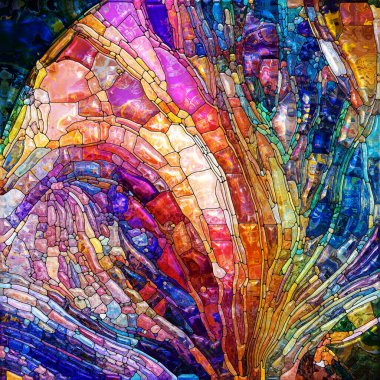 Shimmering Glass series. Background composition of saturated refracted glass patterns on the subject of sensory enchantment, light perception, imagination and creativity.