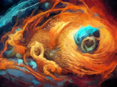 Organik Renkler serisi. Sanat, yaşam ve tasarım konularında organik formları, vuruşları ve renk boyalarını anımsatan arkaplan kompozisyonu.