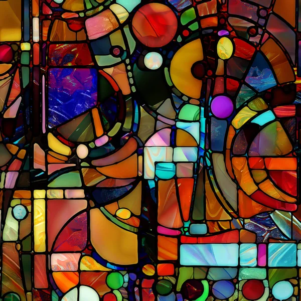 ステンドグラスシリーズの復活 光の知覚 創造性 デザインをテーマにした多様なガラスの質感 形の背景デザイン ストック画像
