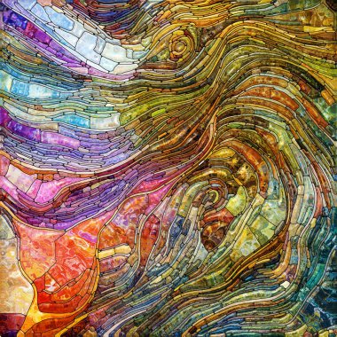 Shimmering Glass series. Composition of saturated refracted glass patterns on the subject of sensory enchantment, light perception, imagination and creativity.