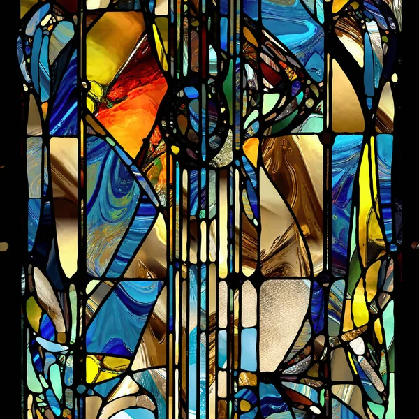 Rebirth Stained Glass Series Artistic Abstraction Diverse Glass Textures Colors — Photo