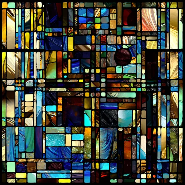 Återfödelse Färgat Glas Serien Arrangemang Olika Glas Texturer Färger Och — Stockfoto