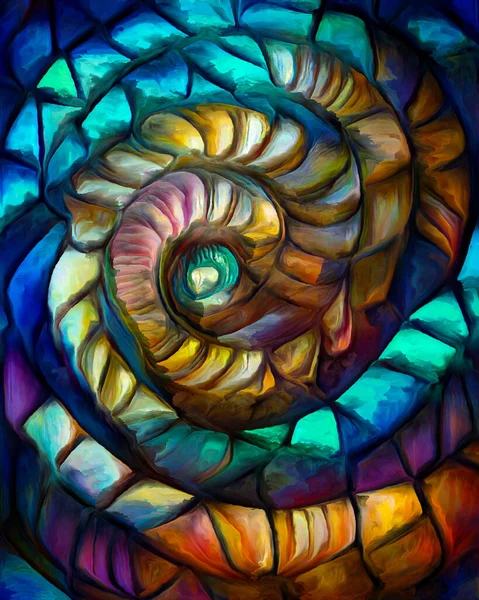 stock image Dream of Nautilus series. Interplay of spiral structures, shell patterns, colors and abstract elements on the subject of sea life, nature, creativity, art and design.