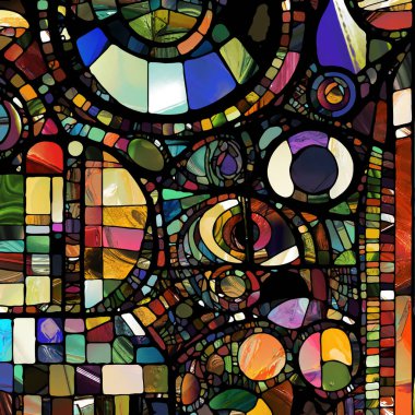 Sharp Stained Glass series. Composition of abstract color glass patterns on the subject of chroma, light and pattern perception, geometry of color and design.
