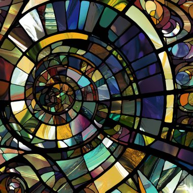 Sharp Stained Glass series. Composition of abstract color glass patterns on the subject of chroma, light and pattern perception, geometry of color and design.