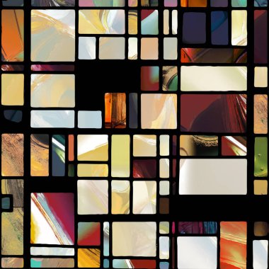 Sharp Stained Glass series. Composition of abstract color glass patterns on the subject of chroma, light and pattern perception, geometry of color and design.