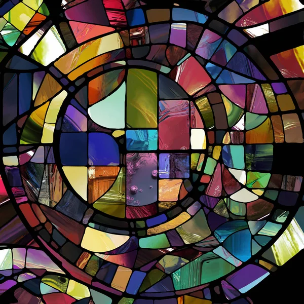 Serie Vidrieras Afiladas Composición Patrones Abstractos Vidrio Color Sobre Tema —  Fotos de Stock