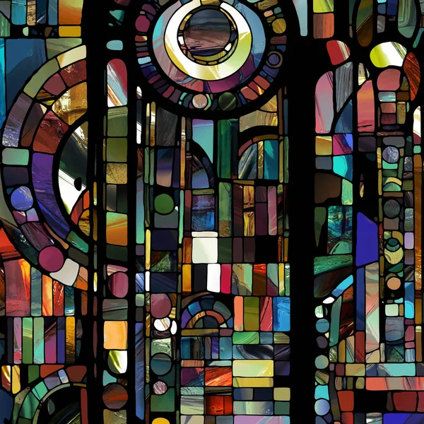 Skarp Färgad Glasserie Sammansättning Abstrakta Färgglas Mönster Temat Krom Ljus — Stockfoto