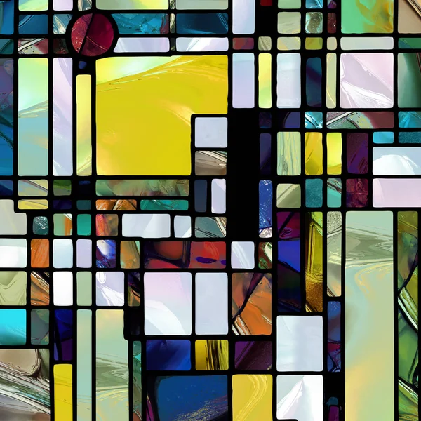 シャープステンドグラスシリーズ クロマ 光とパターン認識 色とデザインの幾何学をテーマに抽象的なカラーガラスパターンの背景デザイン — ストック写真