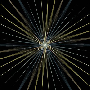 Fraktal Patlama Şablonu serisi. Çizim ve tasarım için kullanılan ince çizgi radyal deseninin oluşturulması.