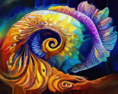 Spiral Dreams serisi. Sanat, hayal gücü ve rüya konularındaki gerçeküstü doğal formların, dokuların ve renklerin arka plan kompozisyonu.
