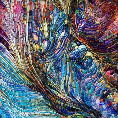 Shimmering Glass series. Composition of saturated refracted glass patterns on the subject of sensory enchantment, light perception, imagination and creativity.