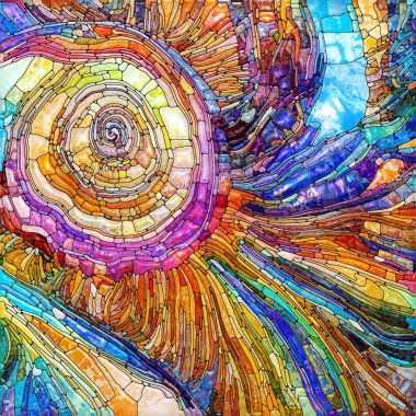 Işıldayan Cam serisi. Duyusal büyü, ışık algısı, hayal gücü ve yaratıcılık konularındaki doymuş cam kalıplarından oluşan soyut bir arkaplan..