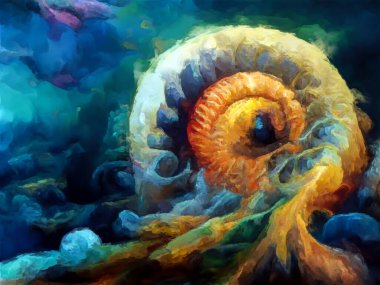 Organik Renkler serisi. Sanat, yaşam ve tasarım konularında organik formları, fırça darbelerini ve renk boyalarını anımsatan şekillerin düzenlenmesi.