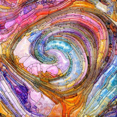 Shimmering Glass series. Background composition of saturated refracted glass patterns on the subject of sensory enchantment, light perception, imagination and creativity.