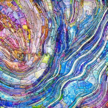 Shimmering Glass series. Background composition of saturated refracted glass patterns on the subject of sensory enchantment, light perception, imagination and creativity.