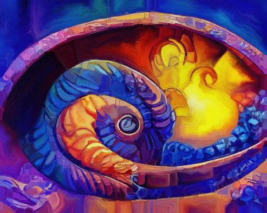 Spiral Dreams serisi. Sanat, hayal gücü ve rüya konularında gerçeküstü doğal formların sanatsal soyutlanması, dokular ve renkler.