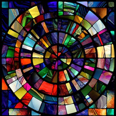 Rebirth of Stained Glass series. Backdrop composed of diverse glass textures, colors and shapes on the subject of light perception, creativity, art and design.