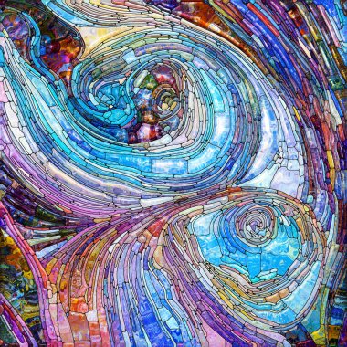 Işıldayan Cam serisi. Duyusal büyü, ışık algısı, hayal gücü ve yaratıcılık konularındaki doymuş cam kalıplarının arkaplanı.