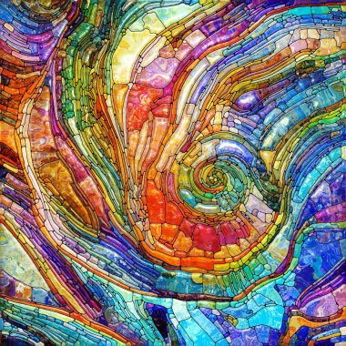 Işıldayan Cam serisi. Duyusal büyü, ışık algısı, hayal gücü ve yaratıcılık konularındaki doymuş cam kalıplarının arkaplanı.