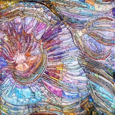 Işıldayan Cam serisi. Duyusal büyü, ışık algısı, hayal gücü ve yaratıcılık konularındaki doymuş cam kalıplarının arkaplanı.