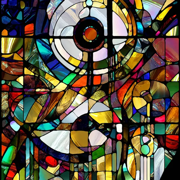ステンドグラスシリーズの復活 光の知覚 創造性 デザインをテーマに多様なガラスのテクスチャ 形で構成される背景 ストック写真