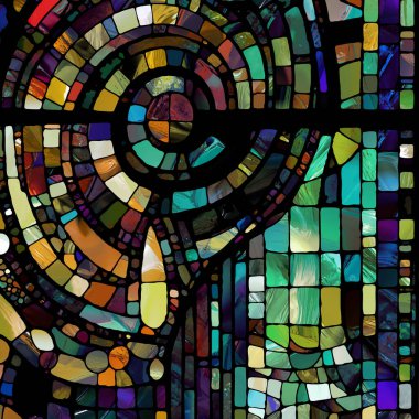 Sharp Stained Glass series. Composition of abstract color glass patterns on the subject of chroma, light and pattern perception, geometry of color and design.