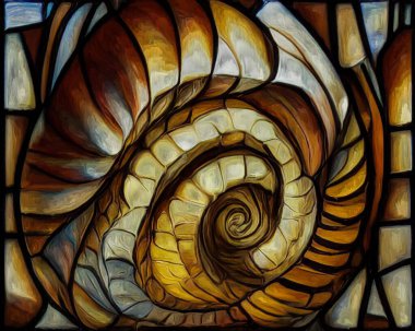 Dream of Seashell series. Interplay of spiral structures, shell patterns, colors and abstract elements on the subject of sea life, nature, creativity, art and design.