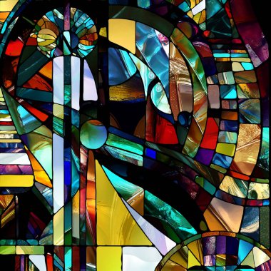 Sharp Stained Glass series. Composition of abstract color glass patterns on the subject of chroma, light and pattern perception, geometry of color and design.